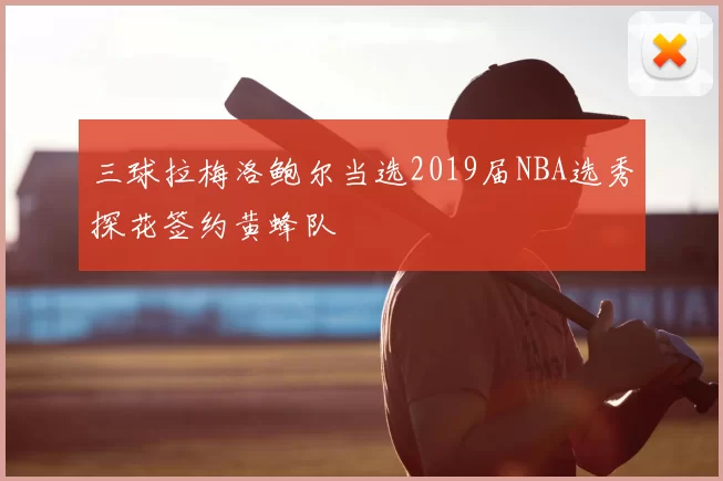 三球拉梅洛鲍尔当选2019届NBA选秀探花签约黄蜂队